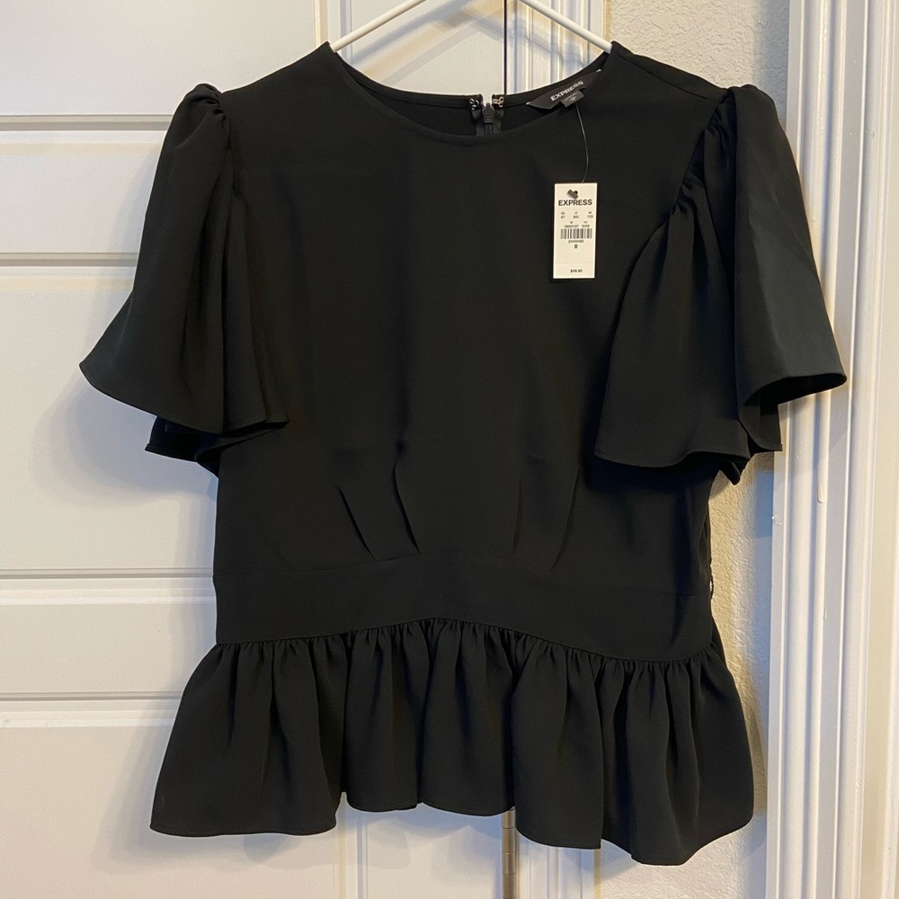 EXPRESS SIZE MEDIUM BLACK PEPLUM TOP